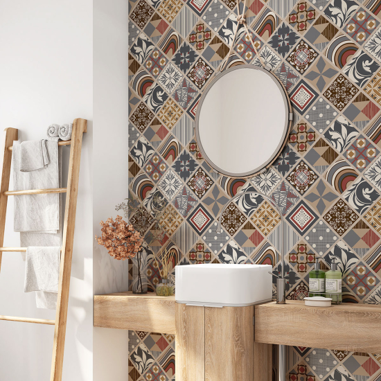 Alzatina adesiva per bagno - Motivo piastrelle di cemento