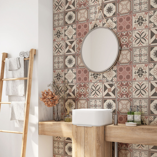 Alzatina adesiva per bagno - Motivo piastrelle di cemento