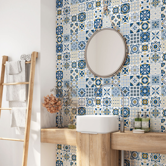 Alzatina adesiva per bagno - Motivo piastrelle di cemento
