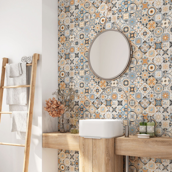Alzatina adesiva per bagno - Motivo piastrelle di cemento