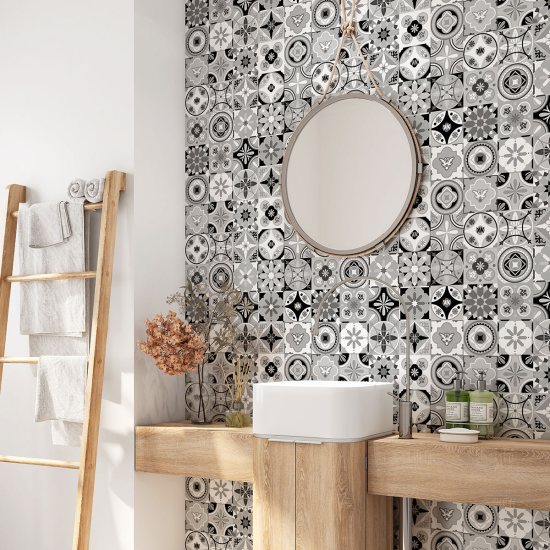 Alzatina adesiva per bagno - Motivo piastrelle di cemento
