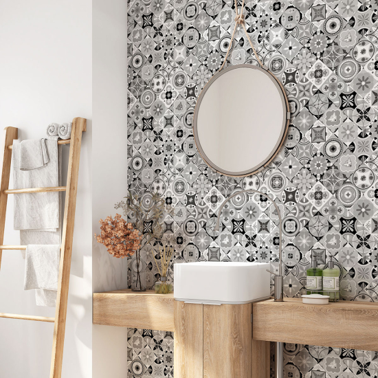 Alzatina adesiva per bagno - Motivo piastrelle di cemento