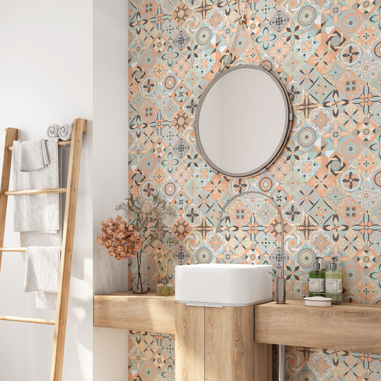 Alzatina adesiva per bagno - Motivo piastrelle di cemento
