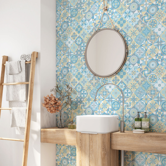 Alzatina adesiva per bagno - Motivo piastrelle di cemento