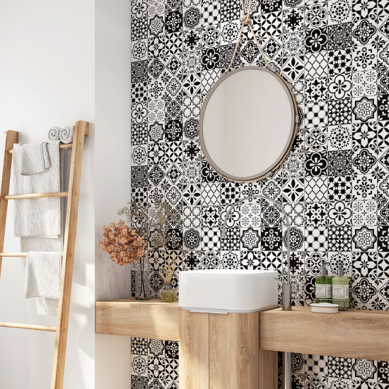 Alzatina adesiva per bagno - Motivo piastrelle di cemento