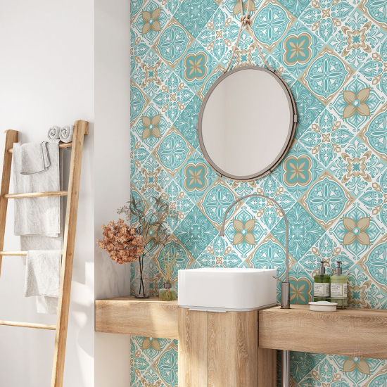 Alzatina adesiva per bagno - Motivo piastrelle di cemento