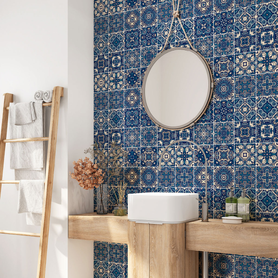 Alzatina adesiva per bagno - Motivo piastrelle di cemento