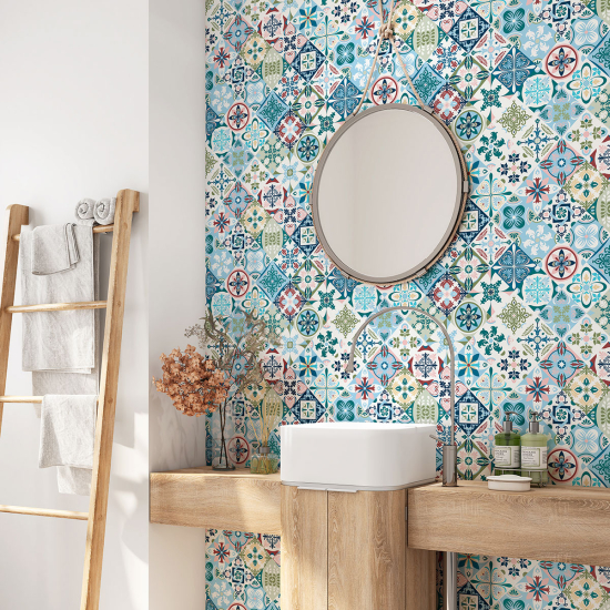Alzatina adesiva per bagno - Motivo piastrelle di cemento