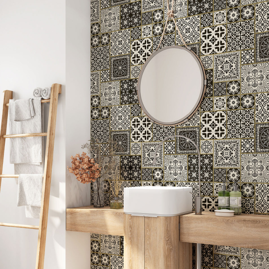 Alzatina adesiva per bagno - Motivo piastrelle di cemento