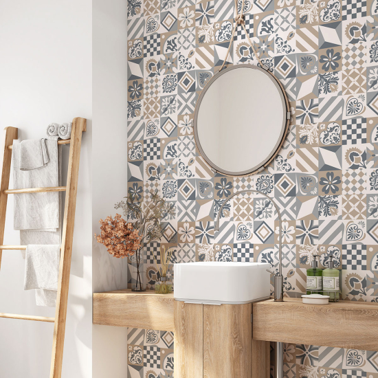 Alzatina adesiva per bagno - Motivo piastrelle di cemento