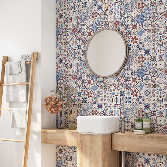 Alzatina adesiva per bagno - Motivo piastrelle di cemento