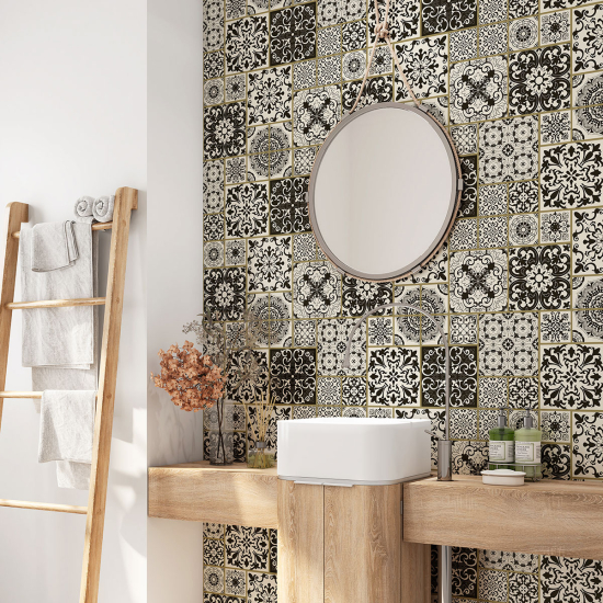 Alzatina adesiva per bagno - Motivo piastrelle di cemento