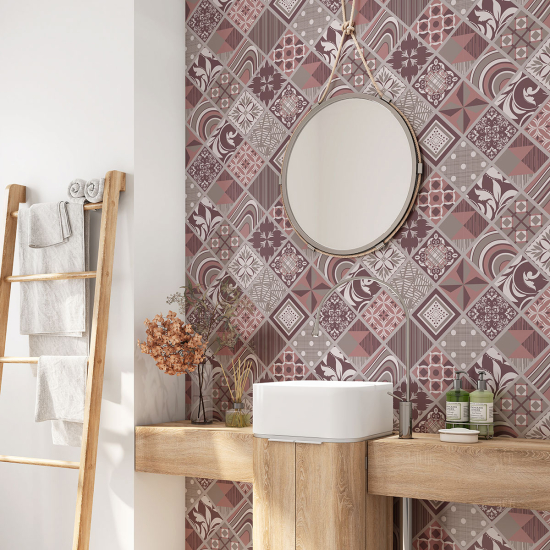 Alzatina adesiva per bagno - Motivo piastrelle di cemento