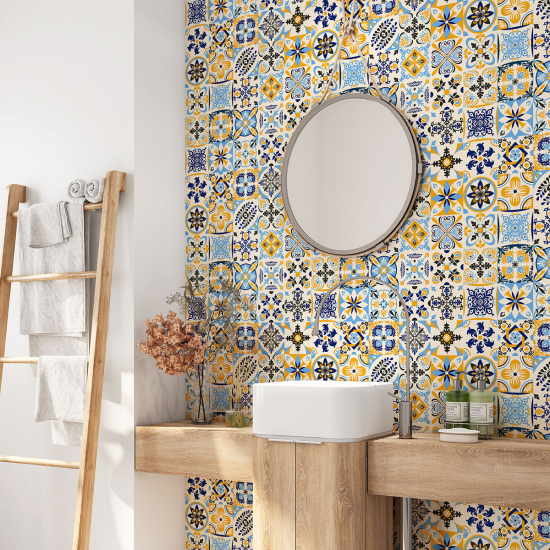Alzatina adesiva per bagno - Motivo piastrelle di cemento