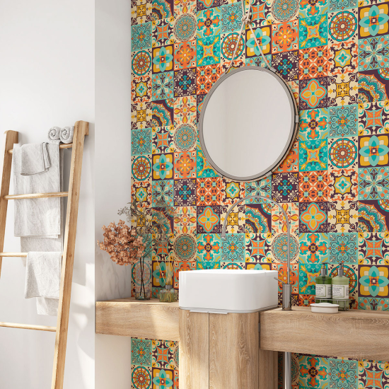Alzatina adesiva per bagno - Motivo piastrelle di cemento