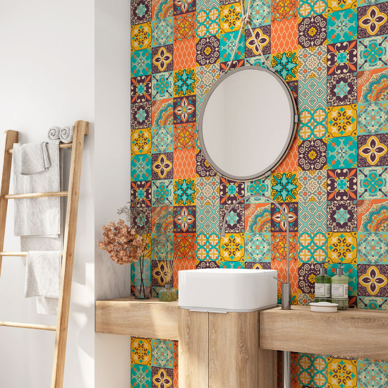 Alzatina adesiva per bagno - Motivo piastrelle di cemento