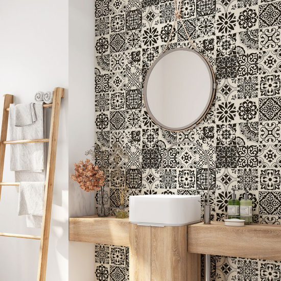 Alzatina adesiva per bagno - Motivo piastrelle di cemento