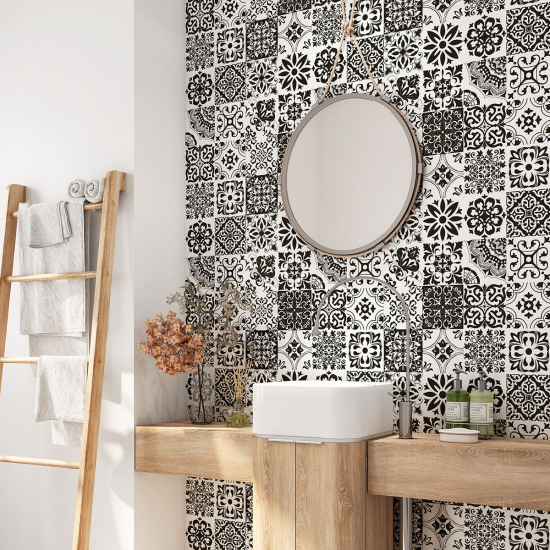 Alzatina adesiva per bagno - Motivo piastrelle di cemento