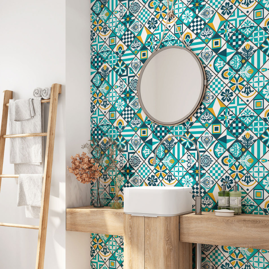 Alzatina adesiva per bagno - Motivo piastrelle di cemento