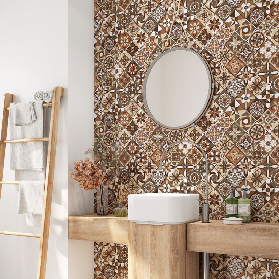 Alzatina adesiva per bagno - Motivo piastrelle di cemento