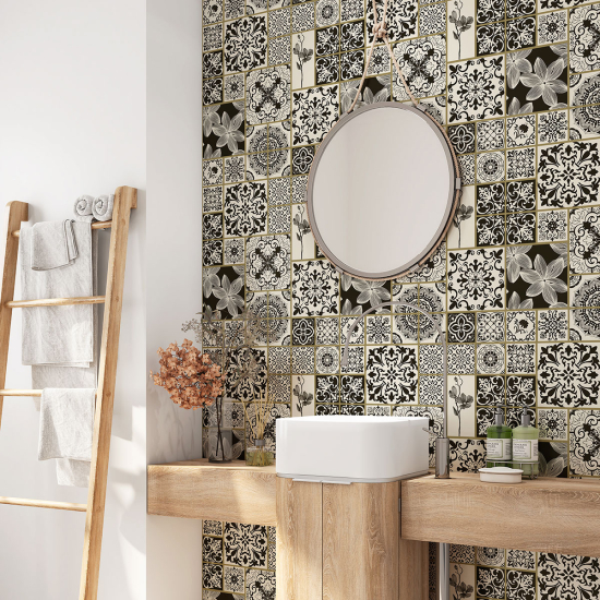 Alzatina adesiva per bagno - Motivo piastrelle di cemento