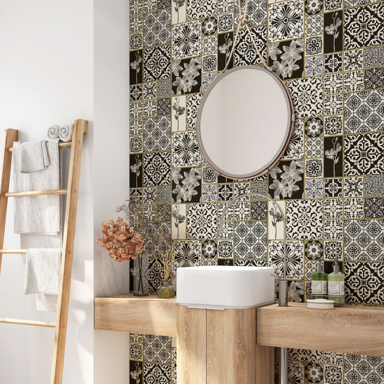 Alzatina adesiva per bagno - Motivo piastrelle di cemento