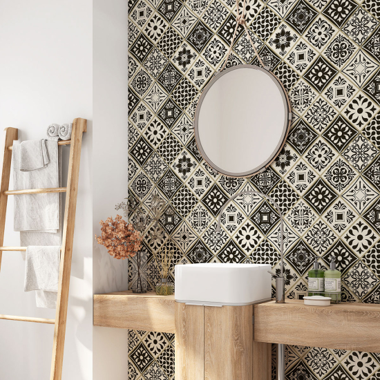 Alzatina adesiva per bagno - Motivo piastrelle di cemento