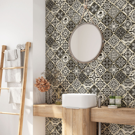 Alzatina adesiva per bagno - Motivo piastrelle di cemento