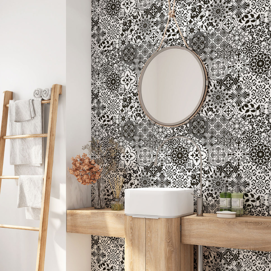 Alzatina adesiva per bagno - Motivo piastrelle di cemento