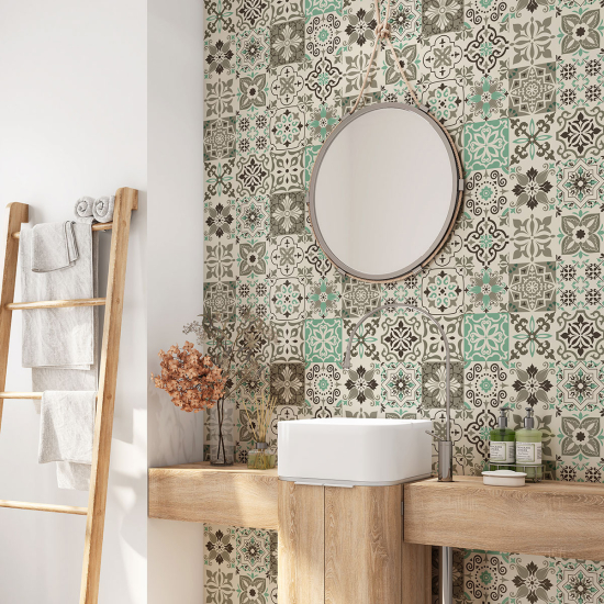 Alzatina adesiva per bagno - Motivo piastrelle di cemento