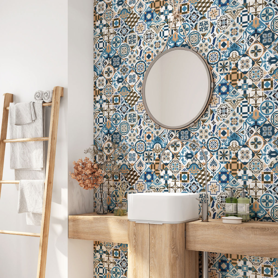 Alzatina adesiva per bagno - Motivo piastrelle di cemento