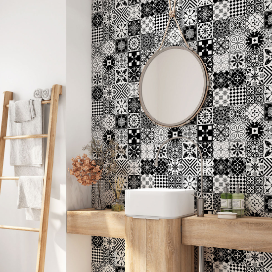 Alzatina adesiva per bagno - Motivo piastrelle di cemento