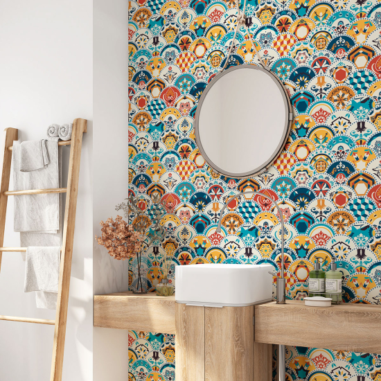 Alzatina adesiva per bagno - Motivo piastrelle di cemento