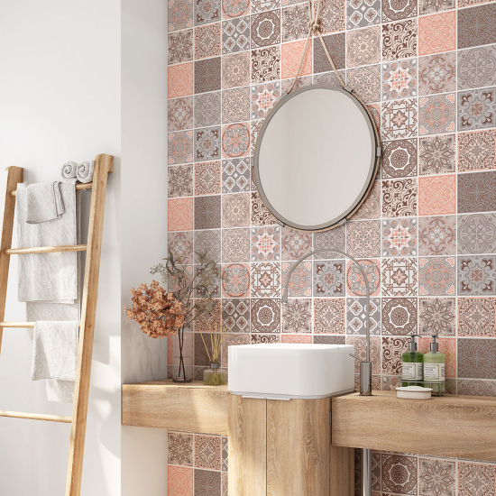 Alzatina adesiva per bagno - Motivo piastrelle di cemento
