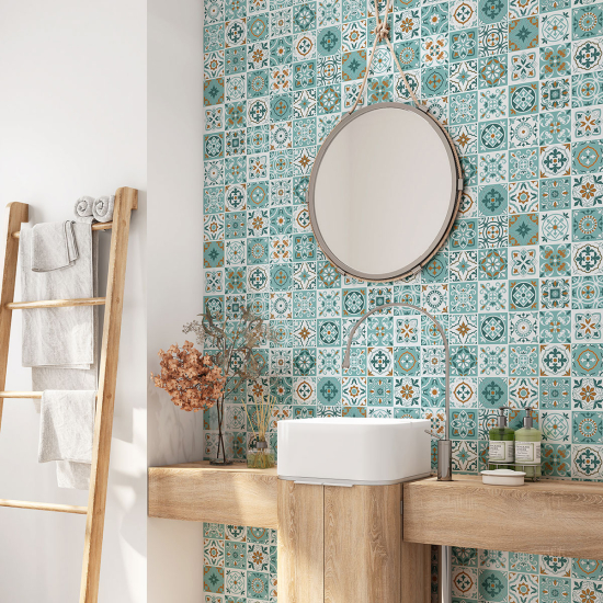 Alzatina adesiva per bagno - Motivo piastrelle di cemento