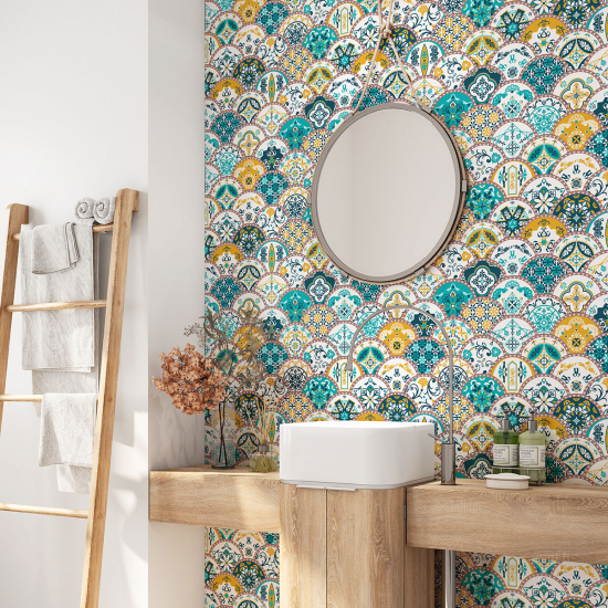 Alzatina adesiva per bagno - Motivo piastrelle di cemento