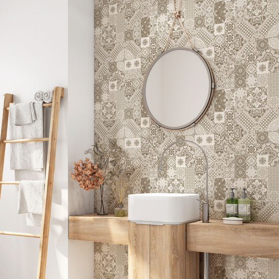 Alzatina adesiva per bagno - Motivo piastrelle di cemento