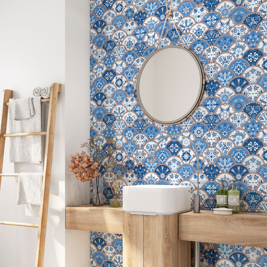 Alzatina adesiva per bagno - Motivo piastrelle di cemento