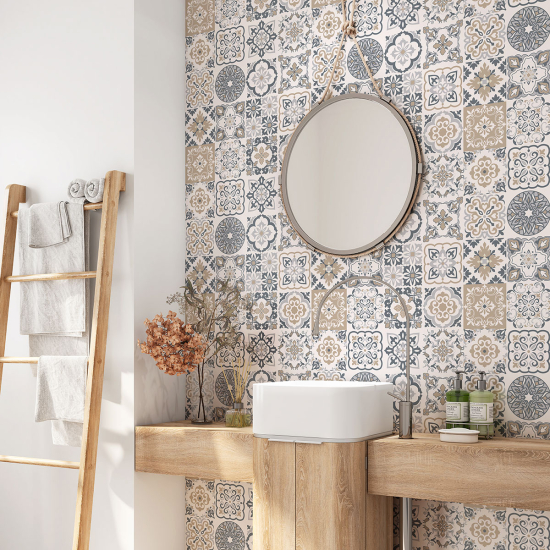 Alzatina adesiva per bagno - Motivo piastrelle di cemento