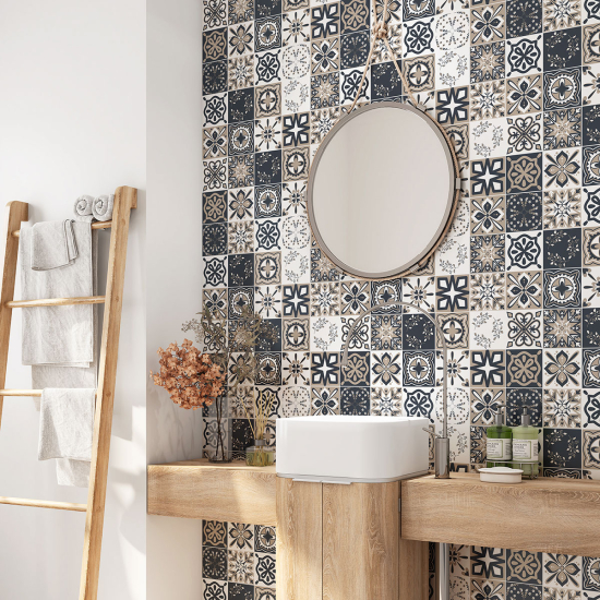 Alzatina adesiva per bagno - Motivo piastrelle di cemento