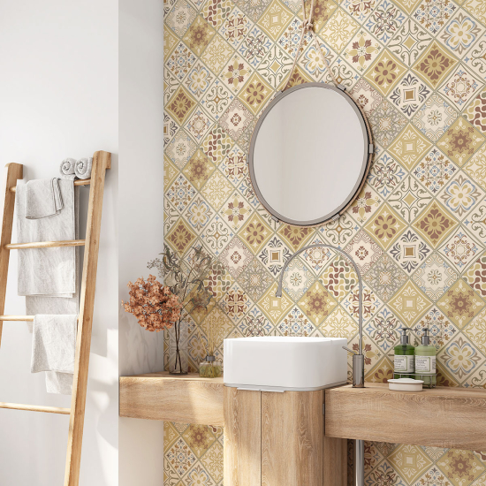 Alzatina adesiva per bagno - Motivo piastrelle di cemento