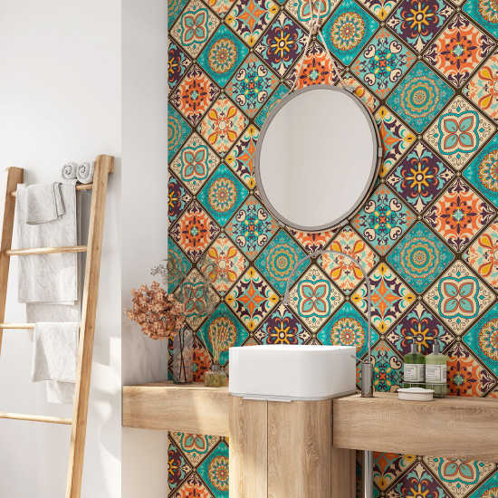 Alzatina adesiva per bagno - Motivo piastrelle di cemento