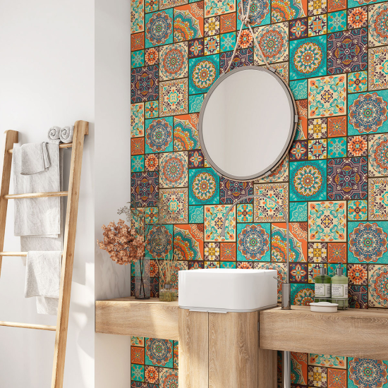 Alzatina adesiva per bagno - Motivo piastrelle di cemento