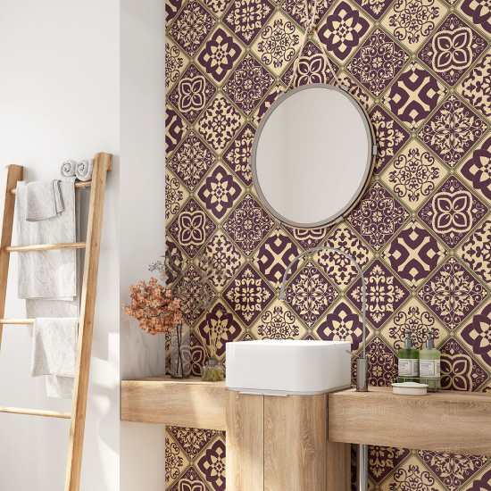 Alzatina adesiva per bagno - Motivo piastrelle di cemento