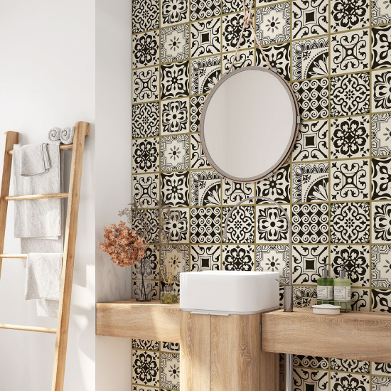 Alzatina adesiva per bagno - Motivo piastrelle di cemento