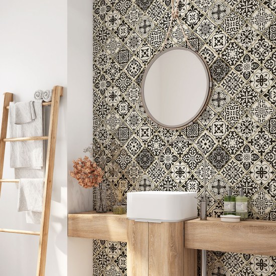 Alzatina adesiva per bagno - Motivo piastrelle di cemento