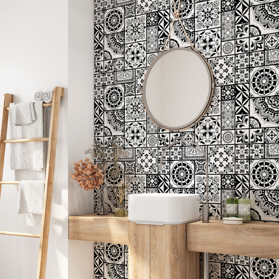 Alzatina adesiva per bagno - Motivo piastrelle di cemento