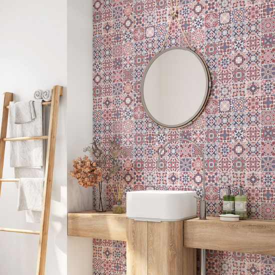 Alzatina adesiva per bagno - Motivo piastrelle di cemento