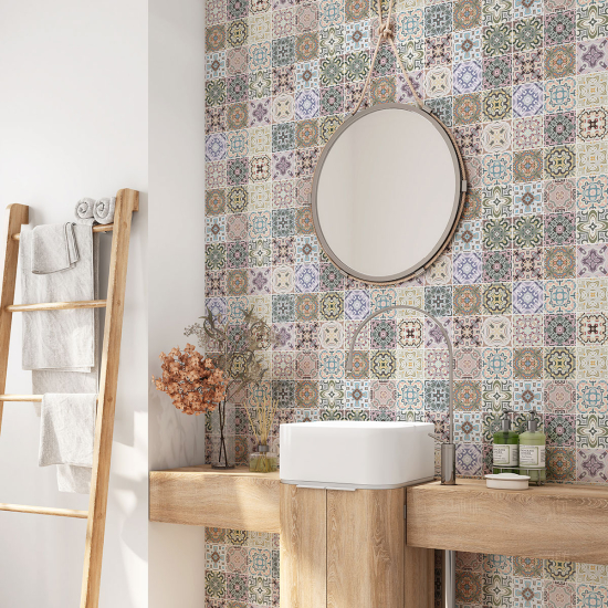 Alzatina adesiva per bagno - Motivo piastrelle di cemento