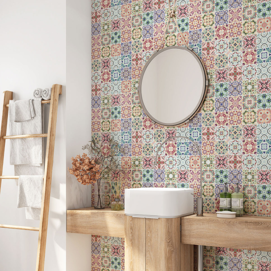 Alzatina adesiva per bagno - Motivo piastrelle di cemento